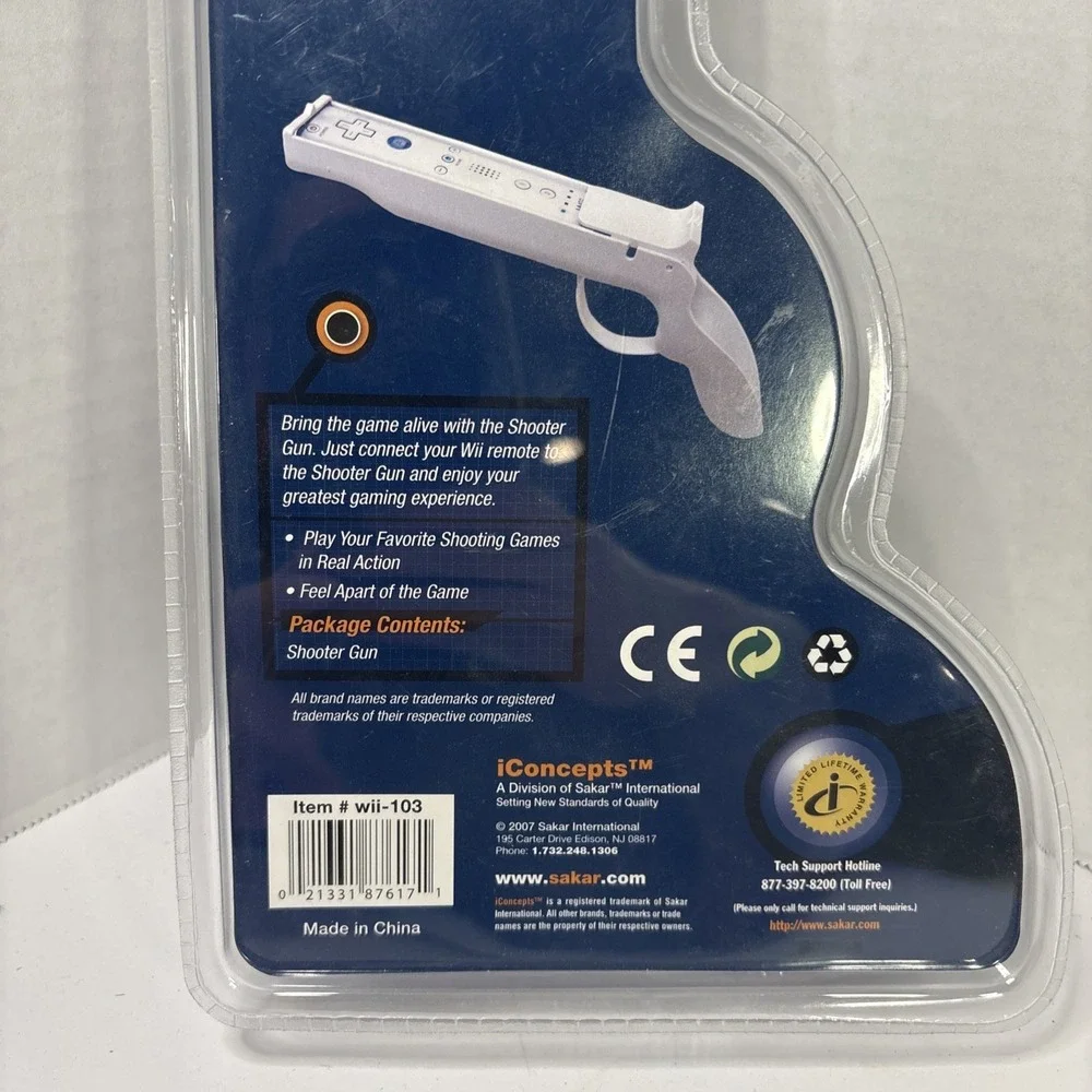 iConcepts Game Fury Shooter Gun for Nintendo Wii Remote White Sakar wii-103 NEW